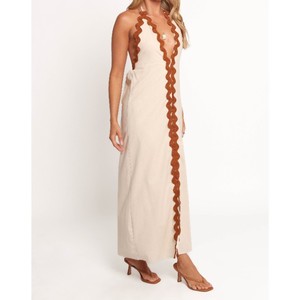 Robes longues formelles pour femmes avec détails boutonnés, lavables, 100 % lin, coupe confortable et aspect fluide - Product Image 4