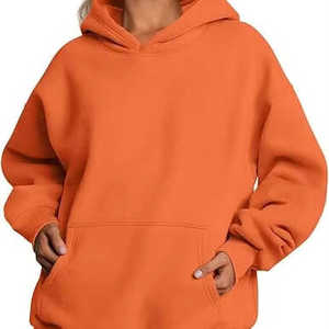 Sudadera con capucha estampada bordada personalizada Unisex 100% algodón cuello redondo temporada de invierno jersey liso con logotipo frontal para mujer - Product Image 1