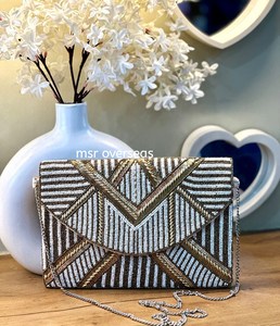 Bolsos de mano con cuentas de color rosa y Rojo Vintage para mujer, bolsos de hombro para mujer, monederos, vestido de noche de fiesta indio, venta al por mayor - Product Image 5