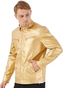 Chaqueta de motorista acolchada ajustada original con cierre de cremallera frontal de cuello levantado y tela de lona de invierno de diseño versátil y elegante - Product Image 2