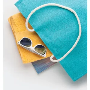Sac de plage en jute écologique Zylta, sacs fourre-tout promotionnels pour gadgets - Product Image 2