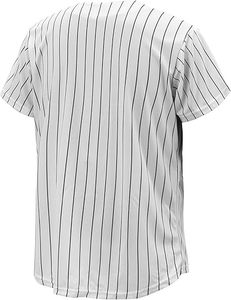 Unisex <b>White</b> Printed Baseball Jersey Short Sleeve V-Neck <b>Button</b> Front Moisture Wicking Regular Fit Customizable Polyester - Product Image 5