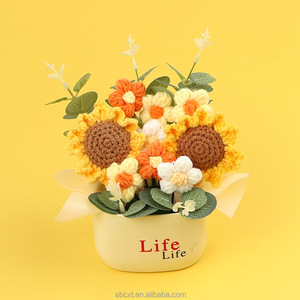 <span class=keywords><strong>ดอกไม้</strong></span>ถักโครเชต์<span class=keywords><strong>ทำ</strong></span>มือขายส่ง ต้นไม้ประดิษฐ์ ดอกทานตะวันโครเชต์แฮนด์เมด พร้อมกระถาง - Product Image 3