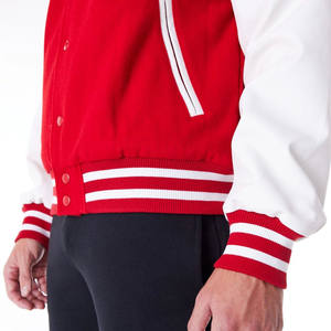 Nuevo diseño personalizado rojo y negro lana Varsity chaqueta para hombres Cierre de botón bolsillos interiores Letterman College béisbol bombardero chaqueta - Product Image 5