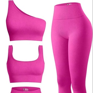 Conjunto deportivo de 4 piezas personalizado, transpirable, con efecto levanta glúteos, leggings, top corto, sujetador deportivo, conjunto de yoga para mujer - Product Image 1