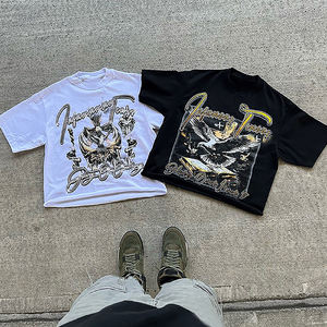 Logo personnalisé vintage unisexe impression directe d'usine T-shirt léger col rond Streetwear T-shirt surdimensionné lourd - Product Image 1