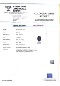 Saphir bleu naturel de qualité supérieure, coupe ovale certifiée IGI, 1,16 carats, couleur bleu riche, clarté excellente, qualité supérieure, pierre précieuse de collection - Product Image 2