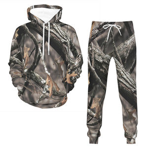 Sweat à capuche et survêtement imprimés 3D d'hiver pour hommes 100% coton à manches longues Jogging 2 pièces Streetwear imperméable - Product Image 5