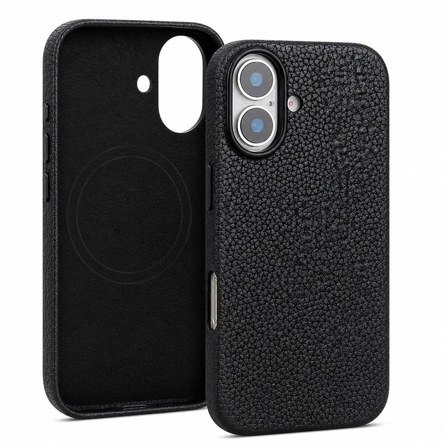 Custom Logo Genuine Leather Phone Case for iPhone 17 Series, Compatible Magnetic Shockproof Protective Cover