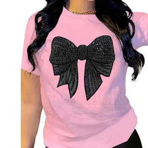 Camisetas de diamantes de imitación de secado rápido transpirables ecológicas para mujer de alta calidad moda de verano de manga corta - Product Image 1