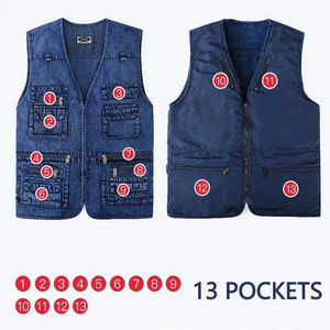 Men Washed Denim Vest Custom Logo Sleeveless Jean Jacket <b>Vintage</b> Distressed Cotton Workwear <b>Waistcoat</b> Wholesale - Product Image 3