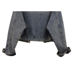 Chaquetas de Mujer al por Mayor, Chaqueta Vaquera Corta de Alta Calidad en Tela Teñida Rosa y Negra, Estilo Casual - Product Image 6