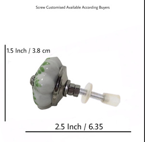Pomos de puerta de cerámica de calabaza de hoja verde, tiradores de manija de cajón de dormitorio y armario de cocina pintados a mano para uso en armario - Product Image 3