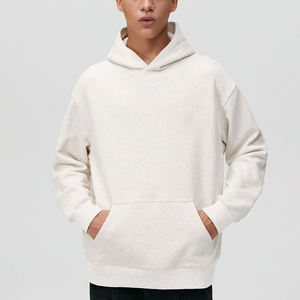 2025 New Arrival Custom Logo 100% Cotton <b>White</b> Color Men's Hoodies Plain Blank Heavyweight Loose Drop Shoulder Oversize <b>Hoodie</b> - Product Image 1