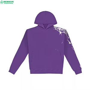 Ensemble de survêtement violet à capuche avec imprimé blanc, coupe classique, sweat-shirt décontracté et pantalon de jogging à taille élastique pour adultes - Product Image 6