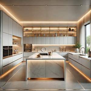 Îlot de cuisine modulaire moderne de luxe, design de placards de cuisine de qualité supérieure avec finition mate, meubles élégants pour un intérieur de maison raffiné - Product Image 6