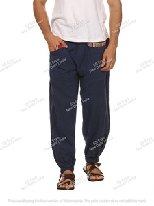 Pantalones de chándal de verano ligeros estilo lona informales para hombre 100% algodón Hopper Straight Harem High Baggy Cotton Flare Ins - Product Image 5