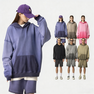 Conjunto de Sudadera con Capucha Unisex 100% Algodón con Cremallera, 420G, para Otoño e Invierno, con Efecto Lavado y Color Desgastado, Estilo Retro, Marca de Moda, con Efecto Desgastado y Anillo Pesado - Product Image 3