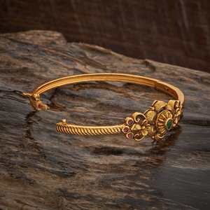 Antique Fashion Bangle 184520 Kada Women's Wedding Flower Shape Zinc Alloy Gold Polish - Product Image 4
