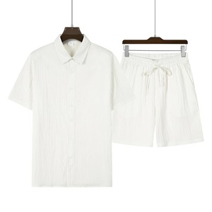 ชุดกางเกงขาสั้นผ้าฝ้ายสำหรับผู้ชายชุดเสื้อยืดระบายอากาศได้ดีมีสไตล์ใหม่ชุดเสื้อกางเกงขาสั้นผ้าฝ้าย100% - Product Image 4