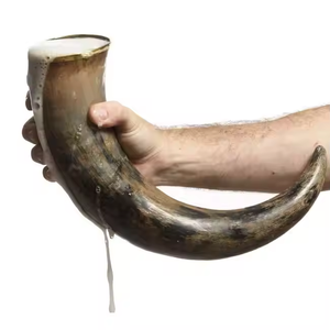 Handcrafted Eco-Friendly Modern <b>Viking</b> <b>Horn</b> Drinking Glass with Metal Stand Authentic <b>Horn</b> by SANIYA HANDICRAFT - Product Image 6