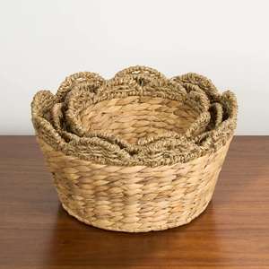 Set of 3 Water Hyacinth Handwoven Round Multi Handmade <b>Storage</b> <b>Basket</b> Wholesale eco-friendly Manufacture by VgreenArt in Vietnam - Product Image 1