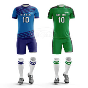 Kit de uniforme de fútbol de 100% poliéster de secado rápido personalizado, conjunto de ropa de fútbol para hombres y mujeres, impresión por sublimación, equipo deportivo personalizado - Product Image 1