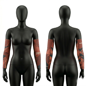 Manguitos de Baloncesto para Mujer, Premium, 220 GSM, Poliéster y Spandex, Tejido de Compresión, Diseño Marrón y Dorado, Logotipo Personalizado por Sublimación - Product Image 2