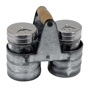 Juego de soporte para Salero y pimentero galvanizado de diseñador Juego de sal y pimienta de mesa con Caddy para uso en restaurantes de granja - Product Image 6