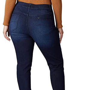 Ropa de invierno de talla grande y transpirable de pierna Media ancha al por mayor, vaquero ajustado de alta elasticidad, lona lavada en caliente lisa de color sólido - Product Image 2