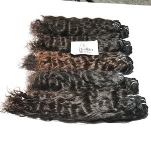 Extensions de cheveux humains vierges indiens 100% naturels non traités, brins ondulés, tissage lâche, tissage profond, noir, non traités - Product Image 1