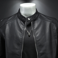 Veste matelassée en cuir véritable pour homme, imperméable, col montant, style motard, coupe ajustée, en cuir de vachette noir, fermeture éclair, luxe premium, hiver