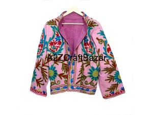 Veste d'hiver pour femme avec broderie indienne Suzani, motif floral, tissu en duvet de canard, rembourrage en coton, manteau avec robe cadeau - Product Image 6