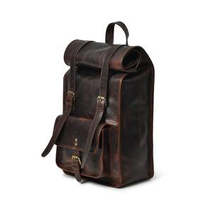 Personalized Leather Rolltop <b>Backpack</b> Full Grain <b>15</b>" <b>Laptop</b> Rucksack Personalized Hipster <b>Backpack</b> LRTB-0075 - Product Image 2