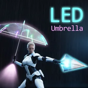 2024 heißer Verkauf Light Up 7 Farben Led mit Taschenlampe transparenter Griff gerader Regenschirm mit Licht Tanz-Party-Regenschirm