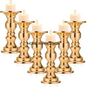 Hot <b>Sale</b> Metal Candle Holder & Stand for Home <b>Decoration</b> Attractive Design for <b>Christmas</b> Parties Set Of 2 Silver Color Plated - Product Image 2
