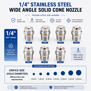 1/4" BSPT Acier inoxydable 120 °   Buse à cône large pour le <span class=keywords><strong>nettoyage</strong></span> <span class=keywords><strong>industriel</strong></span>, l'humidification et le lavage haute pression - Product Image 3
