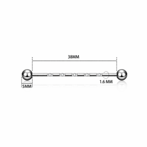 Barbell industriel en titane ASTM F136 14G doré avec pavé de zircone cubique pour piercing de cartilage, hélix et scaffold - Product Image 2