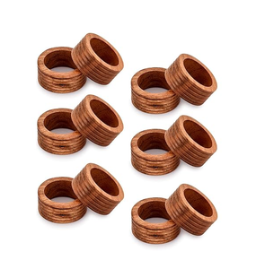 Anneaux de serviette en bois écologiques de luxe modernes pour la décoration de table à la maison ou à l'hôtel, design incroyable, artisanat, 12 pièces, couleur bois naturel - Product Image 1