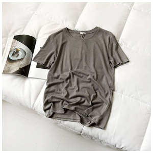 T-shirts à manches courtes unisexes écologiques respirants en coton polyester de couleur unie pour hommes en gros - Product Image 3