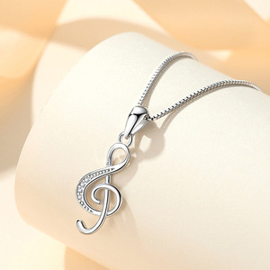 <span class=keywords><strong>D307</strong></span> Personnalisé Simple Note Pendentif En Argent Sterling 925 Symbole Musical Clavicule Chaîne Collier pour Femmes - Product Image 3