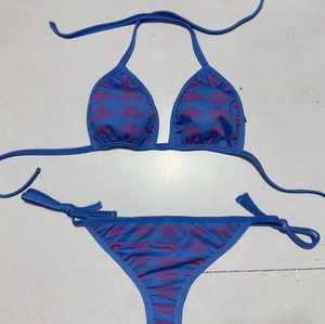 Ensemble de bikini personnalisable avec micro-soutien-gorge, motifs à carreaux, fruits, animaux et unis, décorations en strass et dentelle, logo sur le devant de la taille - Product Image 6