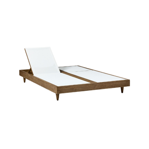 Chaise longue moderne en teck double, durable, avec siège en sling, pour hôtel, cour, bord de piscine et usage extérieur - Product Image 4