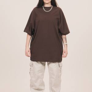 100% algodón manga corta Camiseta cuello redondo de gran tamaño y longitud larga para hombres y mujeres diseño personalizado impresión Digital sólida en blanco - Product Image 2