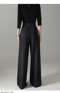 Pantalon de costume décontracté pour femme, taille haute, coupe ample, nouvelle mode printemps, uni, grande taille, anti-boulochage, longueur totale, braguette boutonnée - Product Image 2