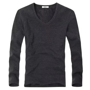 Camiseta Interior Térmica de Manga Larga para Hombre, Forrada de Felpa, Cuello Redondo, Estilo Casual de Negocios, Capa Base, 100% Algodón, para Otoño e Invierno - Product Image 1
