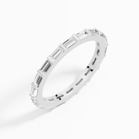Anillo Delgado de Oro 14K/18K con Baño de Rodio, con Diamante Cultivado en Laboratorio de 0.95 Ct, Corte Baguette Brillante, Color E, Claridad VVS-VS, Certificado, Tipo Eternity