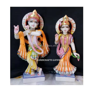 Colourful Marble Radha Krishna Statue - Product Image 1