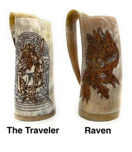 Alta calidad vikingo Deco cerveza Stein grabado a mano tallado náutico jarra amantes de los animales regalo de Navidad artesanías naturales - Product Image 5