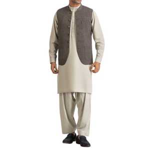 Ropa de hombre musulmana superventas al por mayor servicio OEM vestido Shalwar Kameez ropa informal suave de hombre color sólido Salwar Kameez - Product Image 1